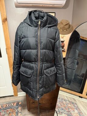 J. Crew Black Hooded Quilted Puffer Jacket